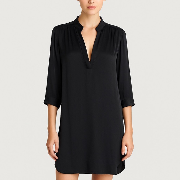 Amanda Uprichard Dresses & Skirts - AMANDA UPRICHARD black 100% silk v neck tunic dress size large minimalist